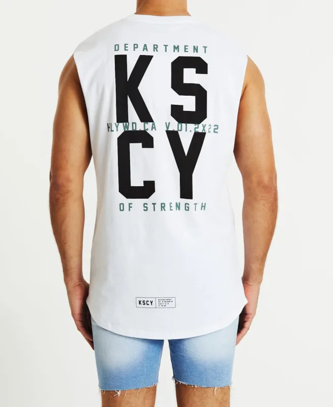 The Grove Dual Curved Muscle Tee White sold by Neverland