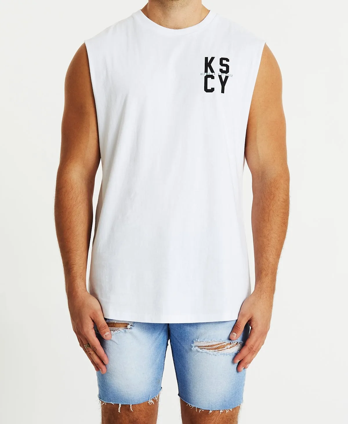 The Grove Dual Curved Muscle Tee White sold by Neverland product image thumbnail 2