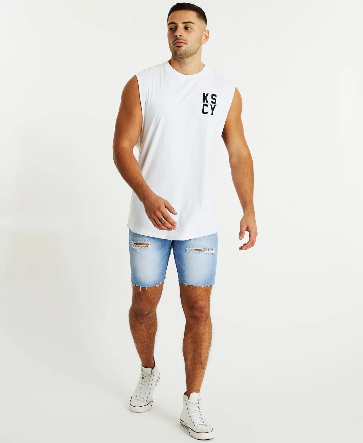 The Grove Dual Curved Muscle Tee White sold by Neverland product image thumbnail 4