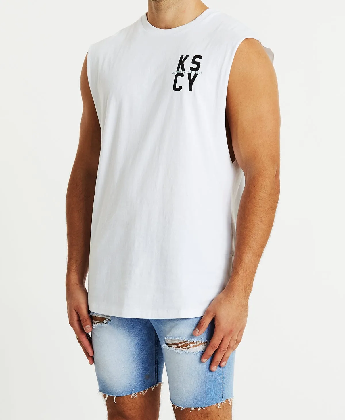 The Grove Dual Curved Muscle Tee White sold by Neverland product image thumbnail 3