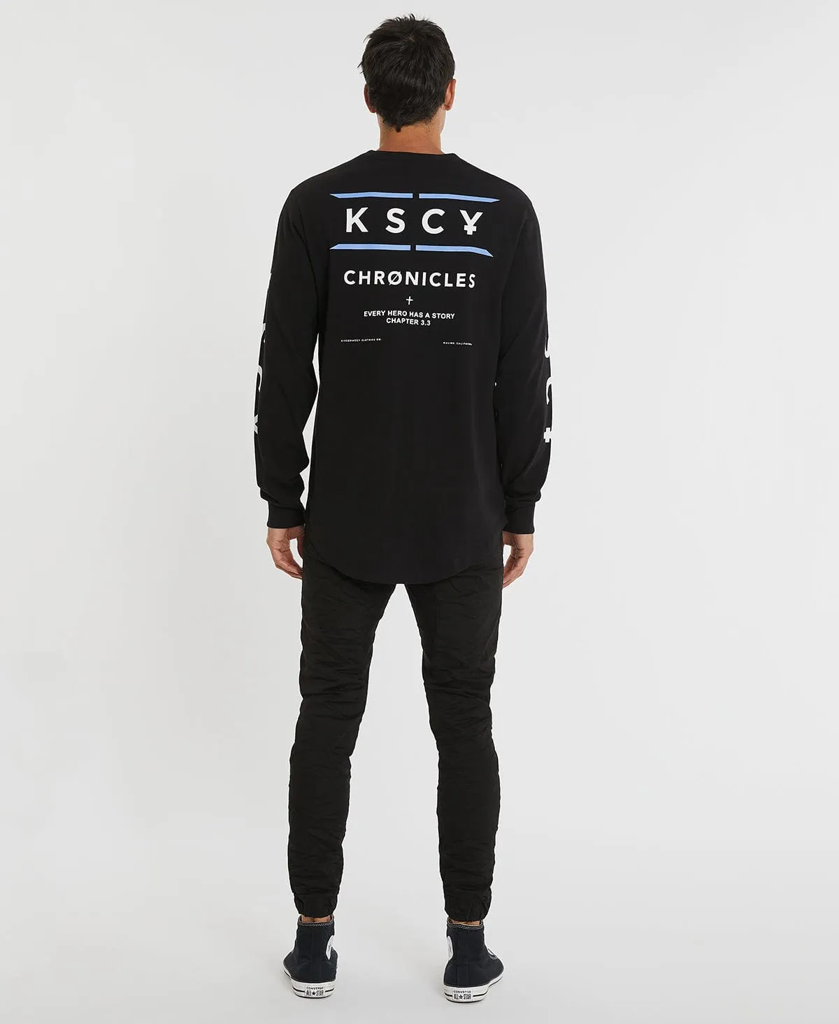 Transparency Heavy Dual Curved Long Sleeve T-Shirt Jet Black sold by Neverland product image thumbnail 5