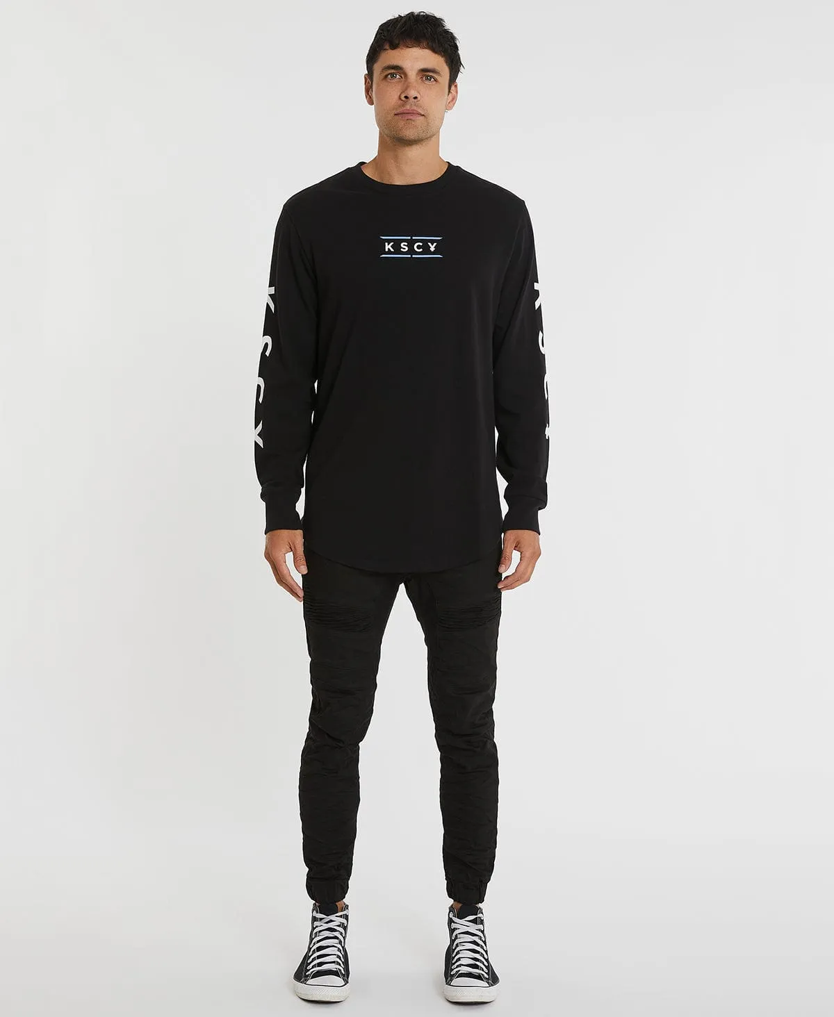Transparency Heavy Dual Curved Long Sleeve T-Shirt Jet Black sold by Neverland product image thumbnail 3
