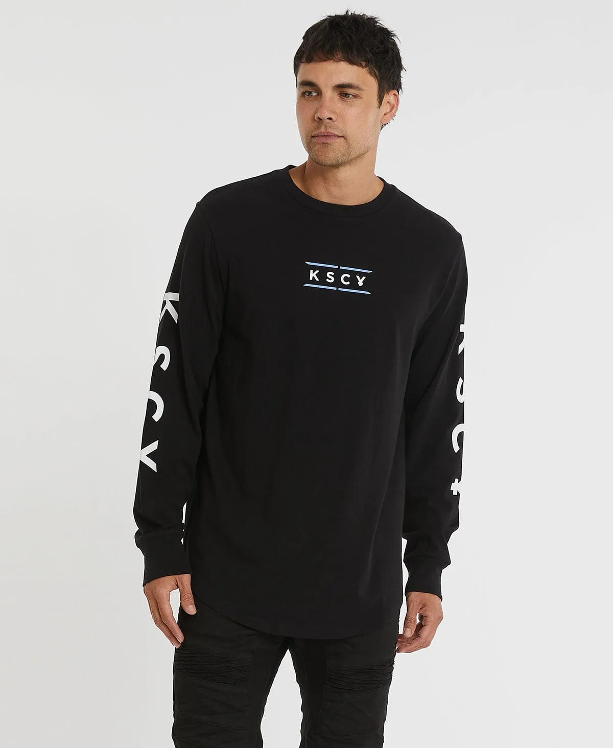 Transparency Heavy Dual Curved Long Sleeve T-Shirt Jet Black sold by Neverland product image thumbnail 2