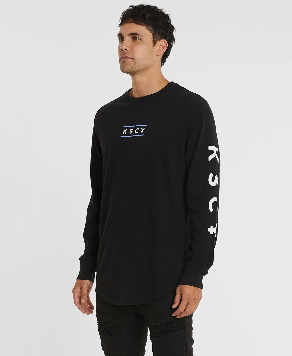 Transparency Heavy Dual Curved Long Sleeve T-Shirt Jet Black sold by Neverland product image thumbnail 4