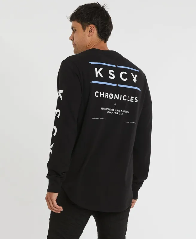 Transparency Heavy Dual Curved Long Sleeve T-Shirt Jet Black sold by Neverland