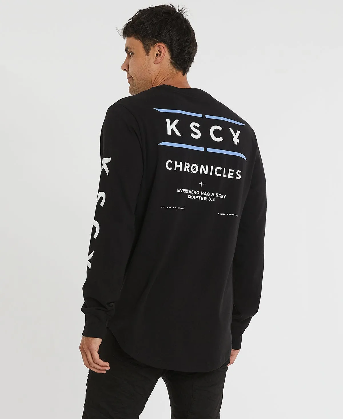 Transparency Heavy Dual Curved Long Sleeve T-Shirt Jet Black sold by Neverland