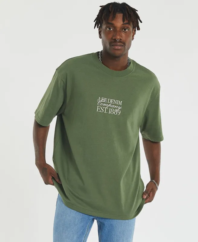 Stacked Baggy T-Shirt Pine Forest Green sold by Neverland