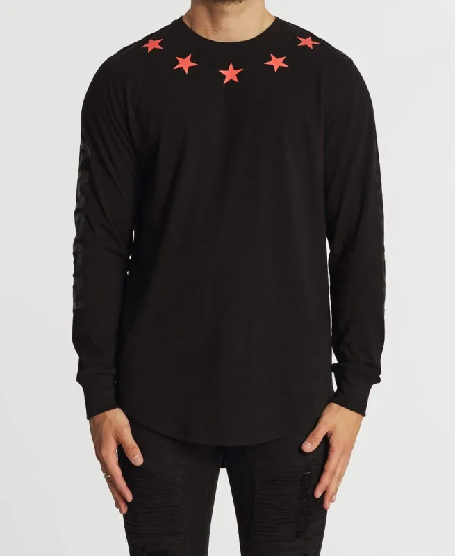 Obscur Dual Curved Long Sleeve T-Shirt Jet Black sold by Neverland