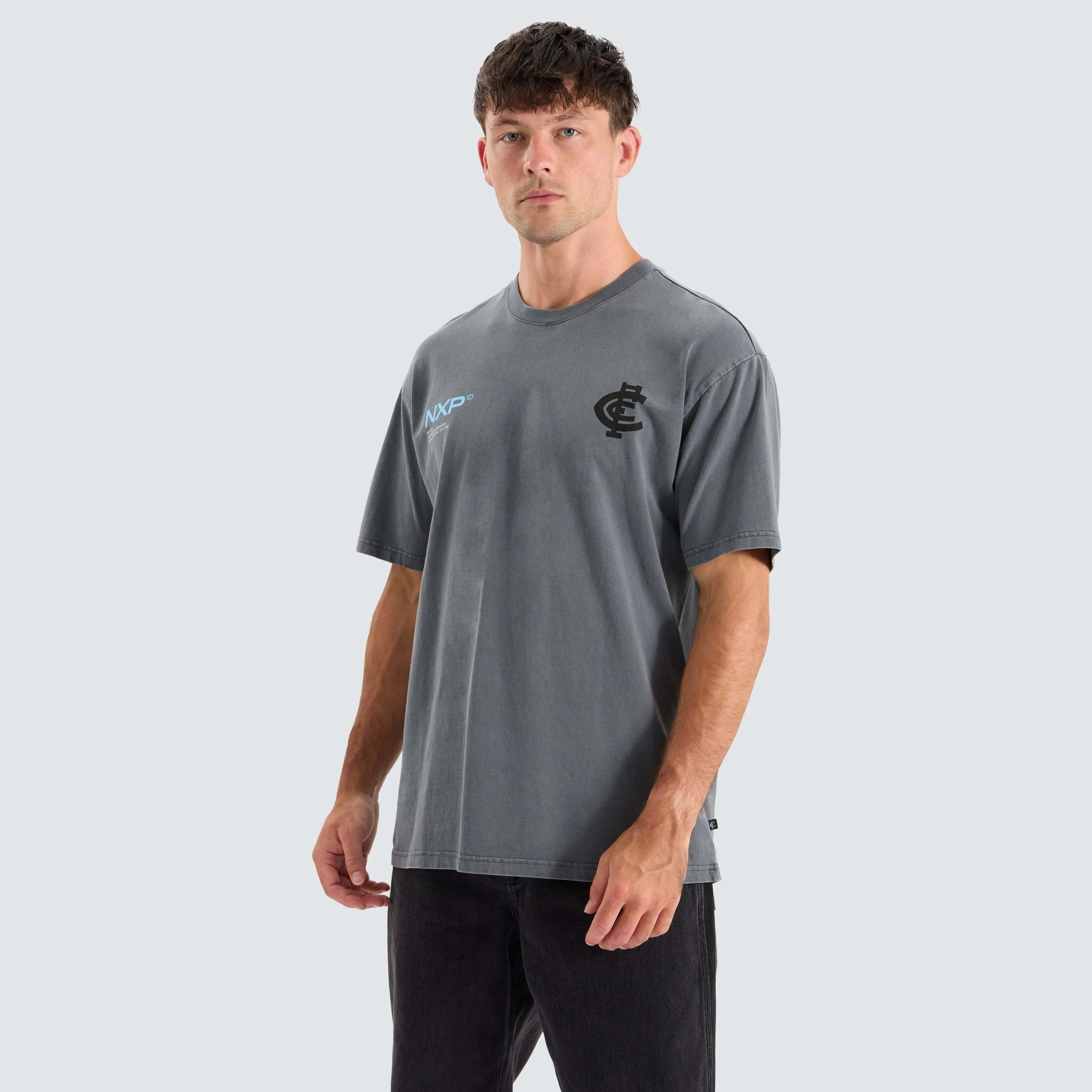 Carlton Blues AFL Box Fit Tee Pigment Charcoal sold by Neverland product image thumbnail 2