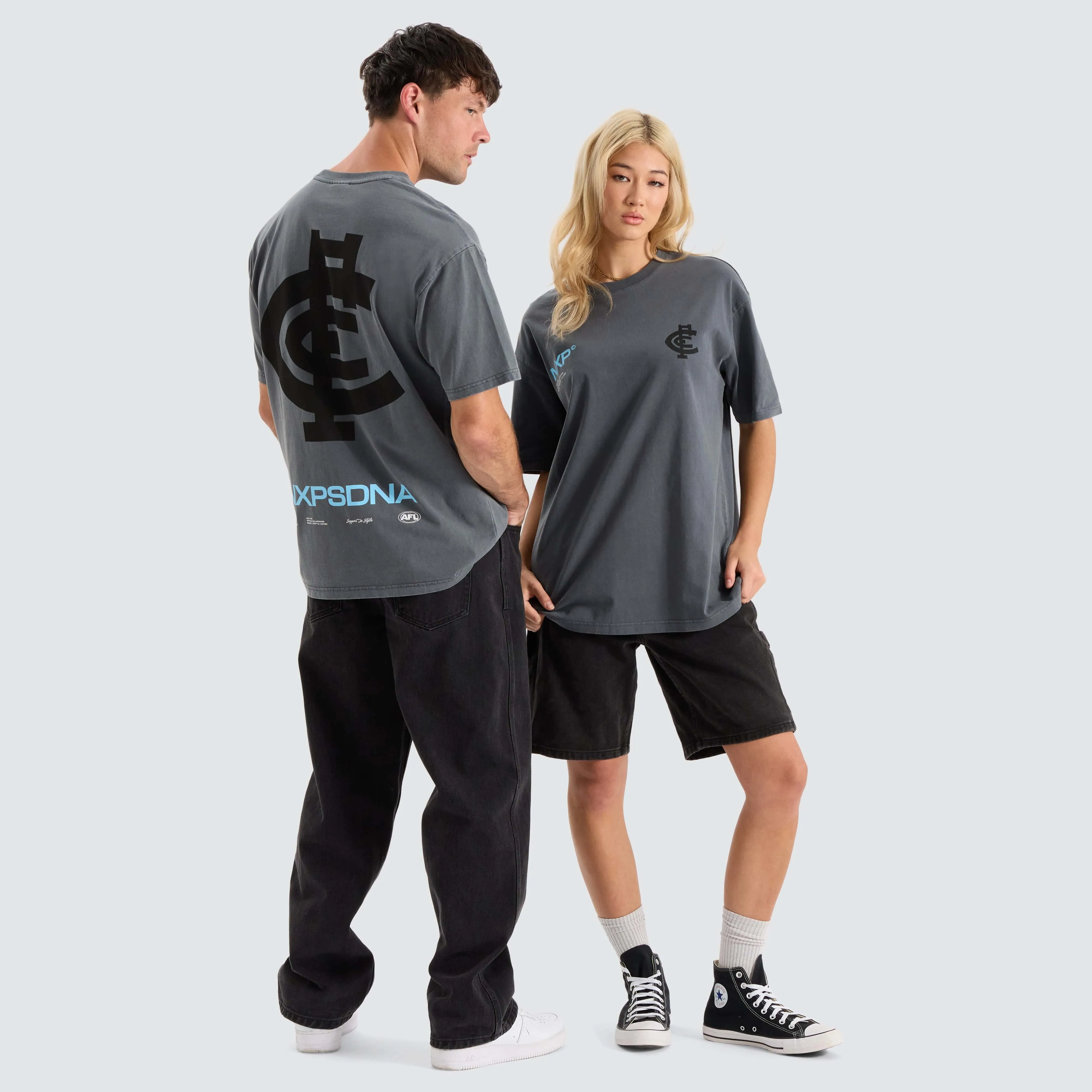 Carlton Blues AFL Box Fit Tee Pigment Charcoal sold by Neverland product image thumbnail 4