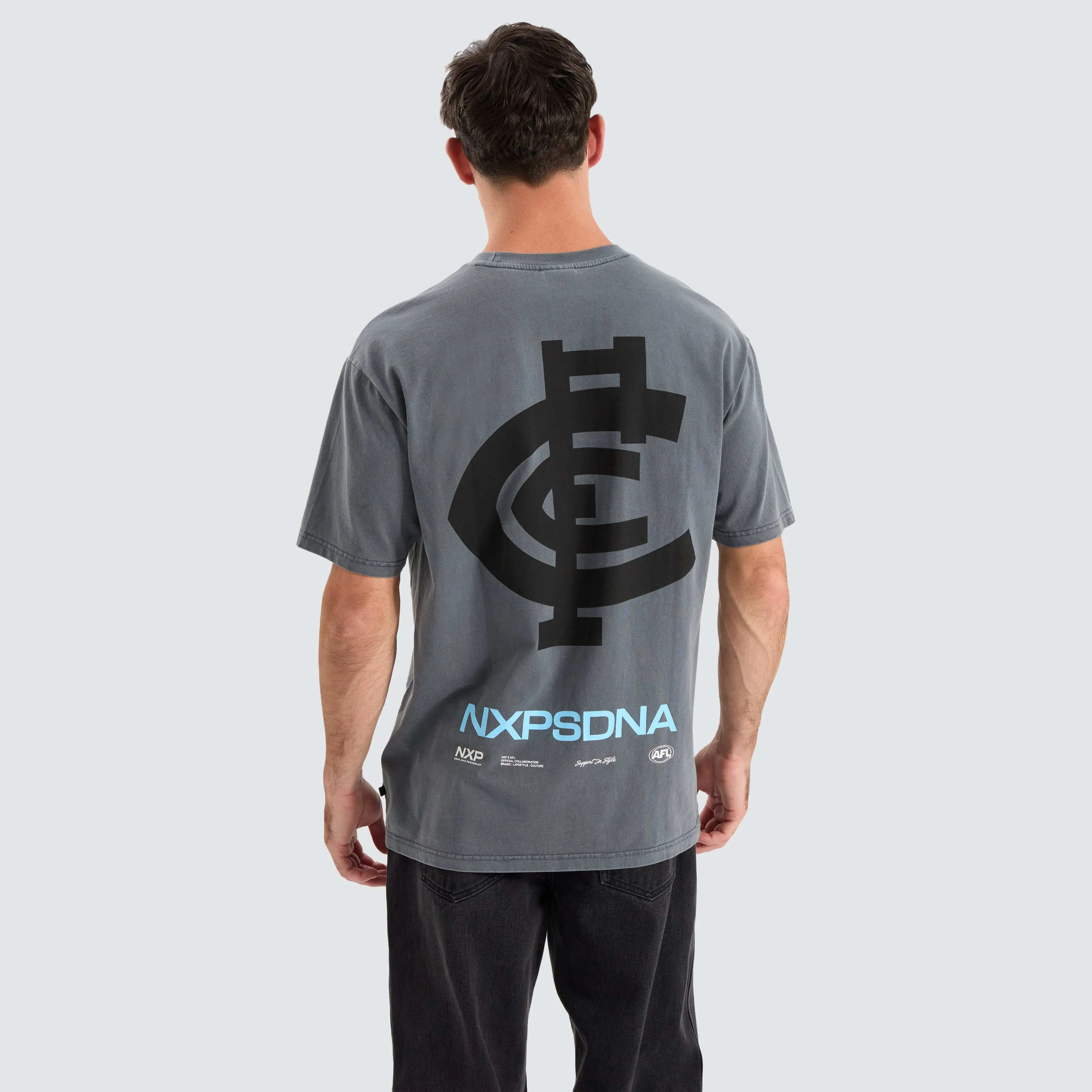 Carlton Blues AFL Box Fit Tee Pigment Charcoal sold by Neverland product image thumbnail 3