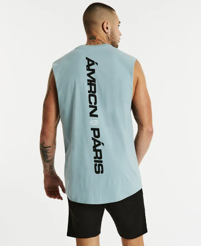 Edgecomb Scoop Back Muscle Tee Slate sold by Neverland