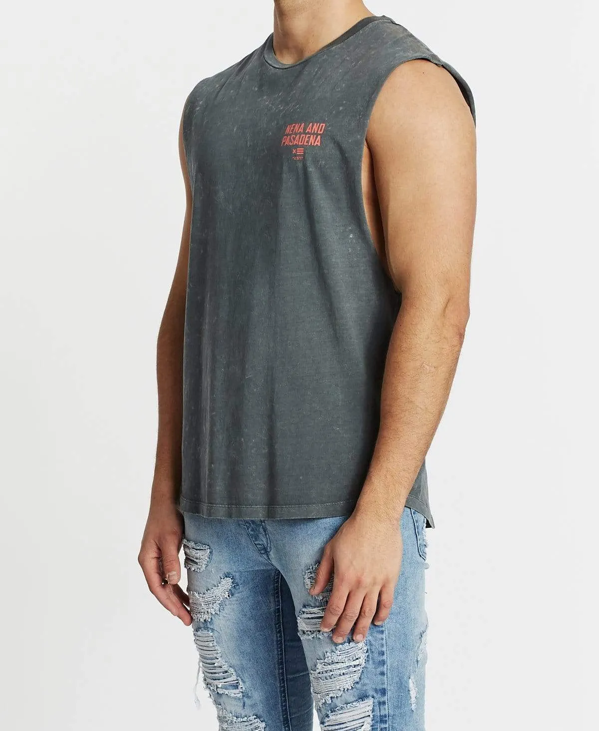 Not Trusted Scoop Back Muscle Tee Acid Charcoal sold by Neverland product image thumbnail 3