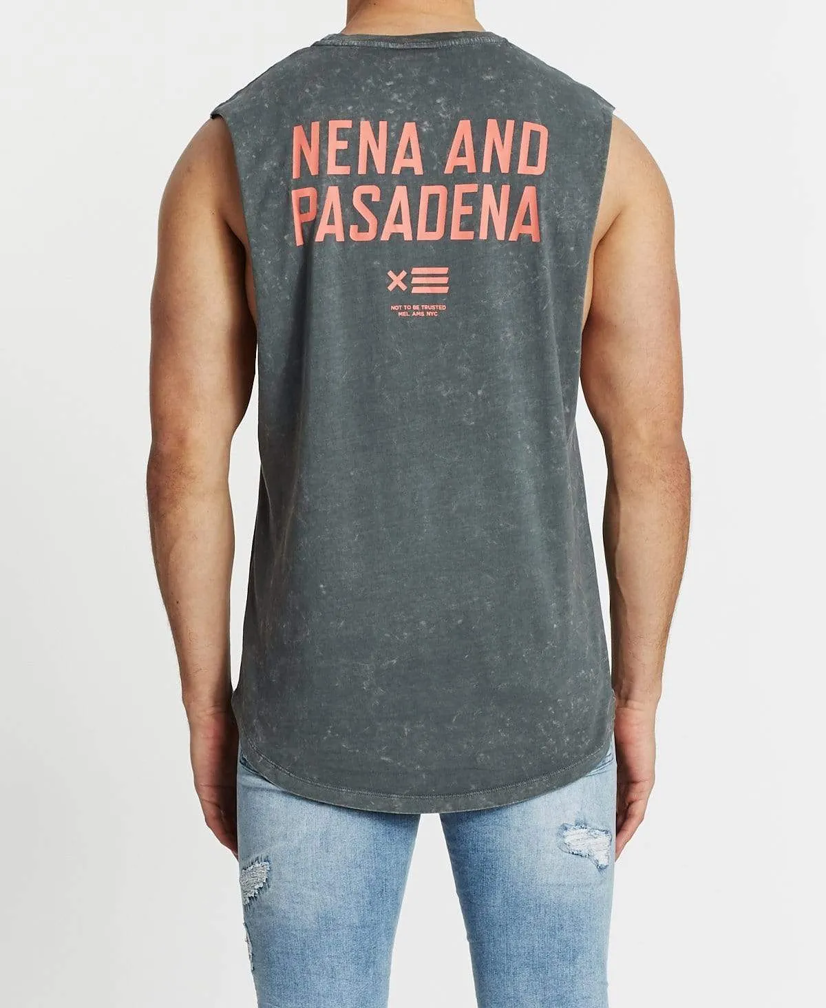 Not Trusted Scoop Back Muscle Tee Acid Charcoal sold by Neverland