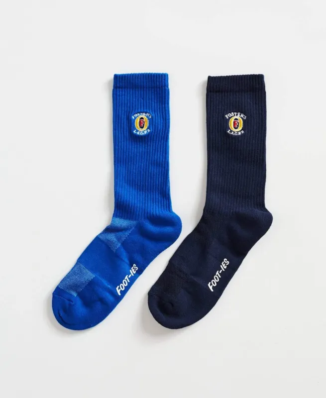 Fosters Vintage 2 Pack Sneaker Socks Navy/Blue sold by Neverland