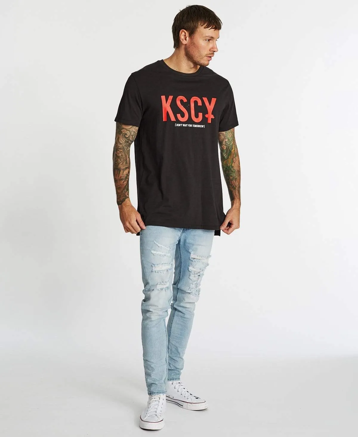 Last Love Tall Step Hem T-Shirt Jet Black sold by Neverland product image thumbnail 5