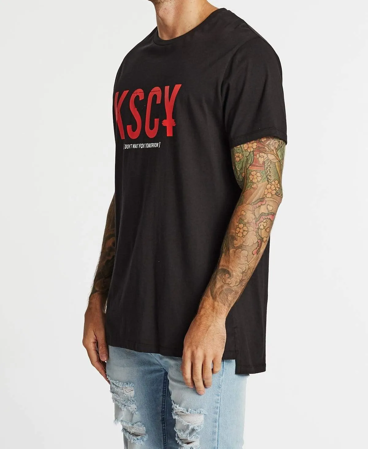 Last Love Tall Step Hem T-Shirt Jet Black sold by Neverland product image thumbnail 3