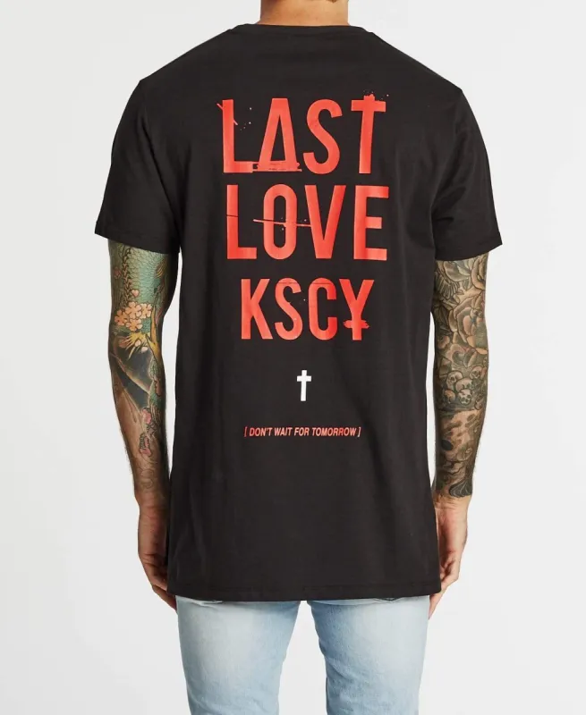 Last Love Tall Step Hem T-Shirt Jet Black sold by Neverland