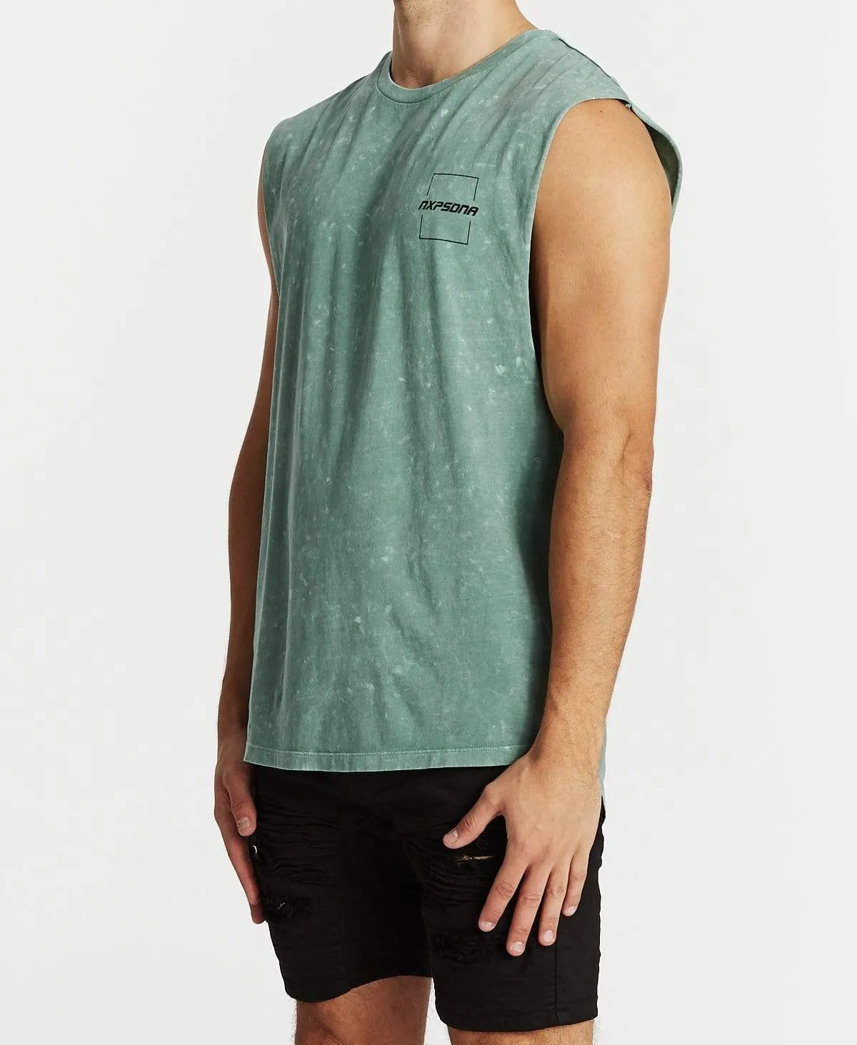 Accelerate Scoop Back Muscle Tee Acid Teal sold by Neverland product image thumbnail 3