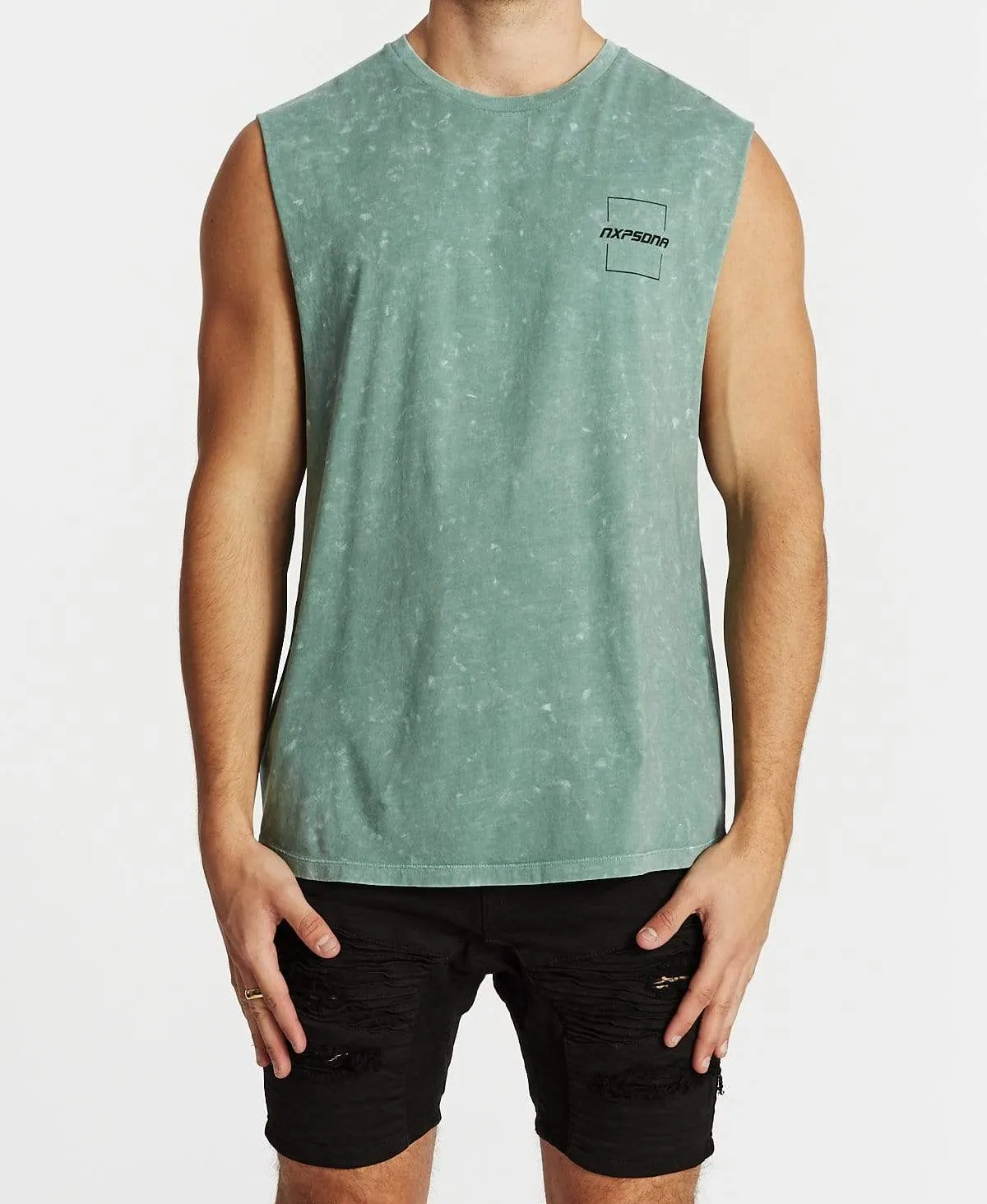 Accelerate Scoop Back Muscle Tee Acid Teal sold by Neverland product image thumbnail 2