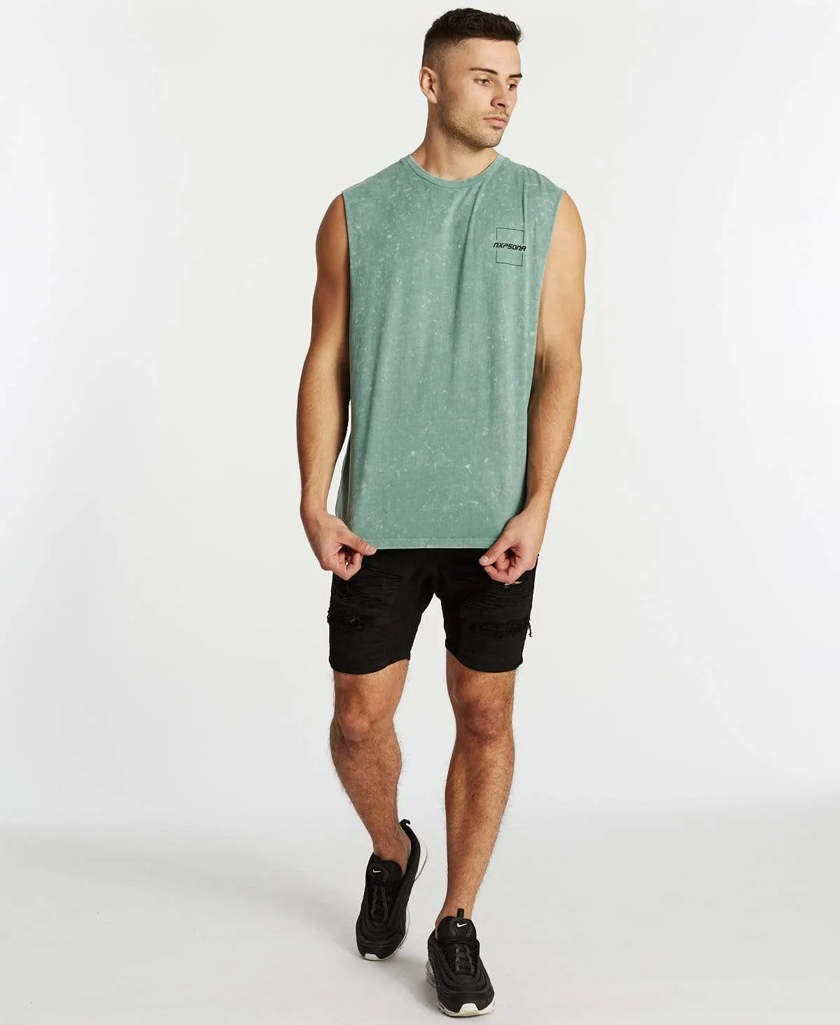 Accelerate Scoop Back Muscle Tee Acid Teal sold by Neverland product image thumbnail 4
