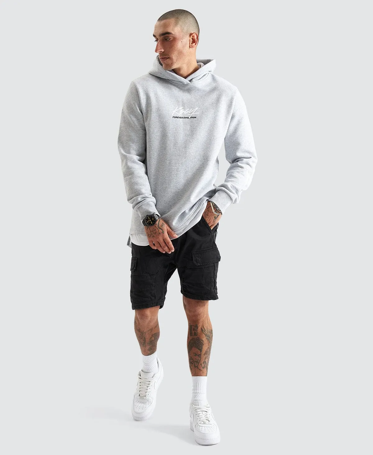 Trevor Hooded Layered Dual Curved Sweater Grey Marle sold by Neverland product image thumbnail 4