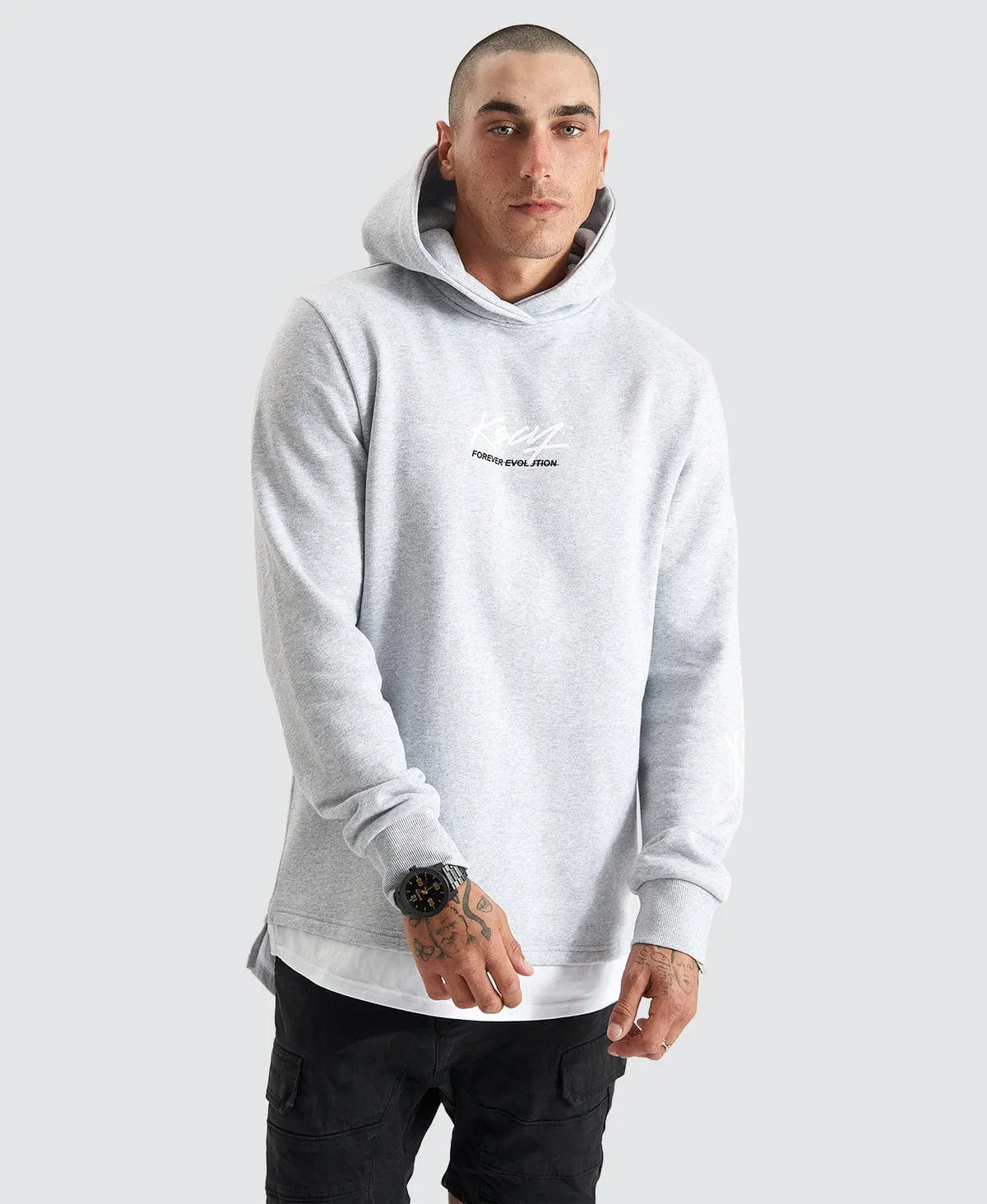 Trevor Hooded Layered Dual Curved Sweater Grey Marle sold by Neverland product image thumbnail 2