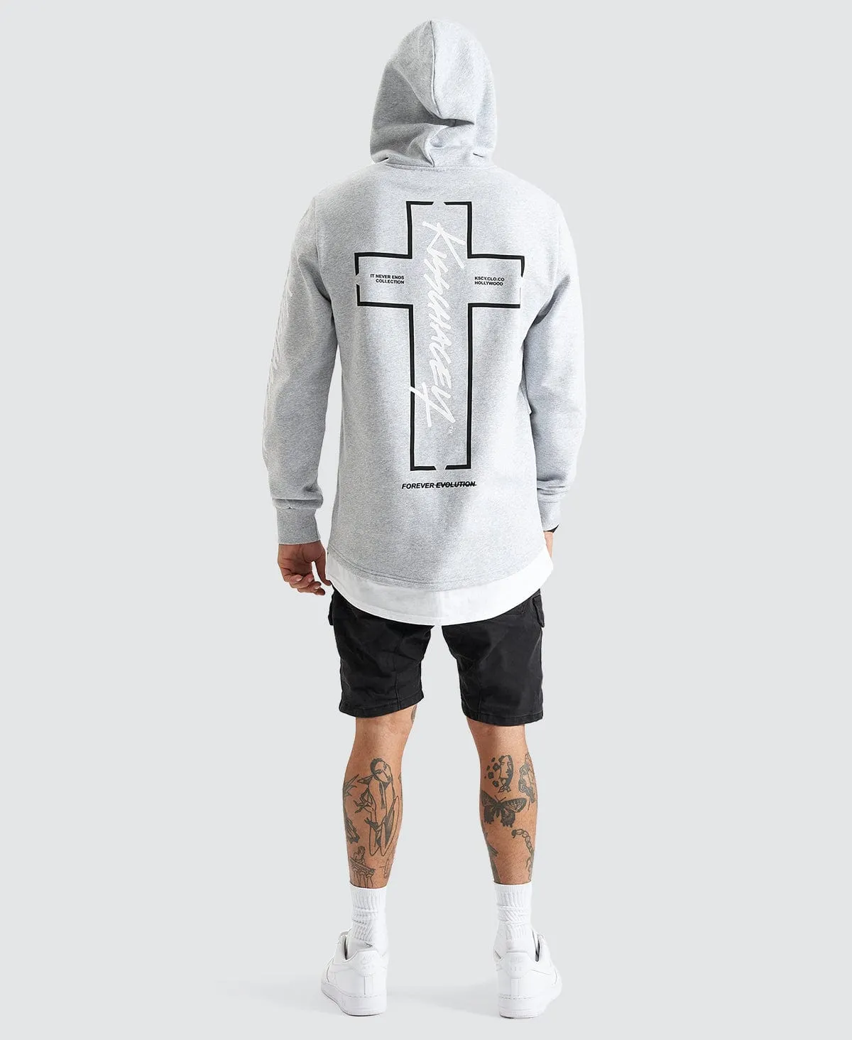 Trevor Hooded Layered Dual Curved Sweater Grey Marle sold by Neverland product image thumbnail 3