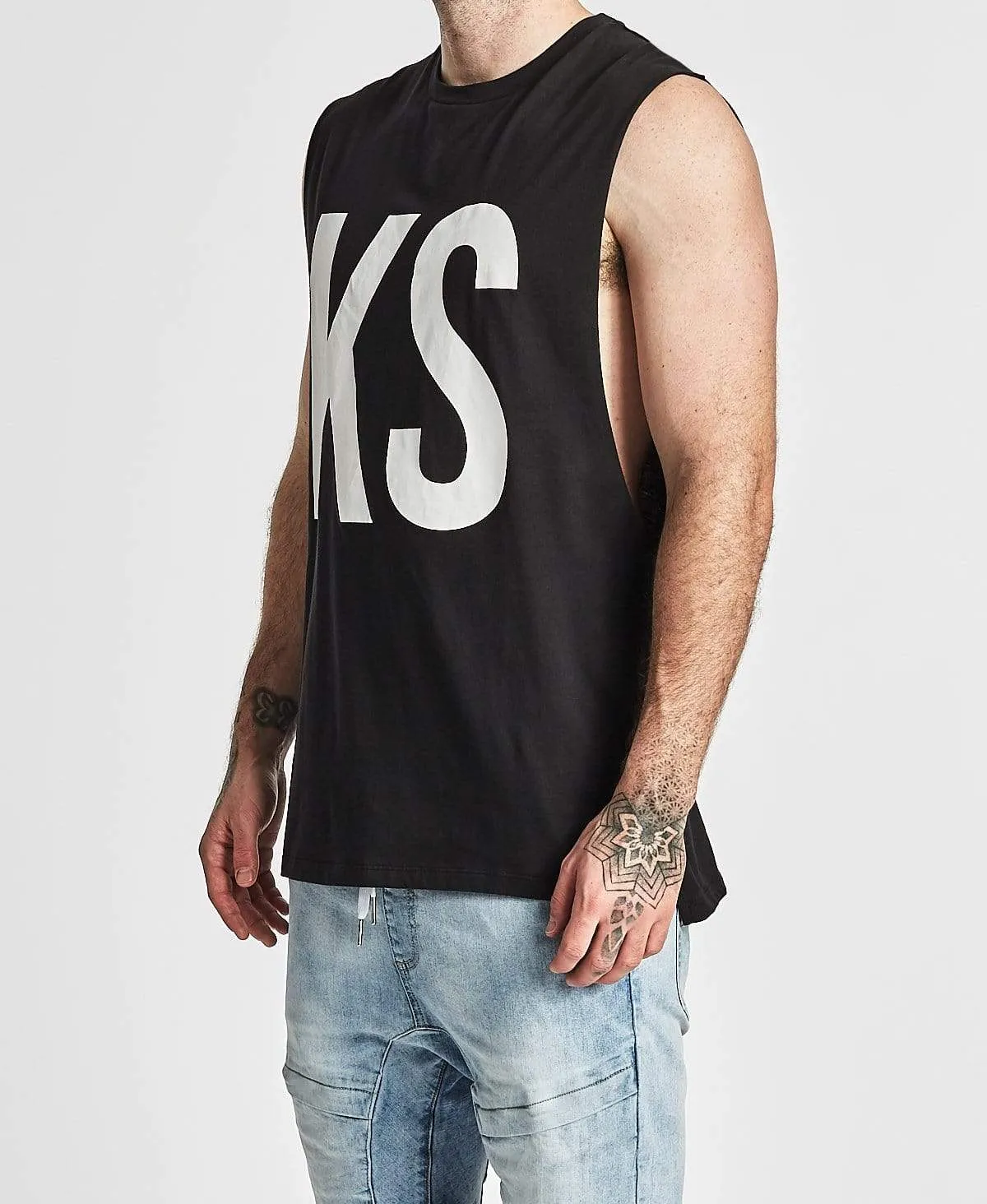 Adrift Step Hem Muscle Tee Jet Black sold by Neverland product image thumbnail 3