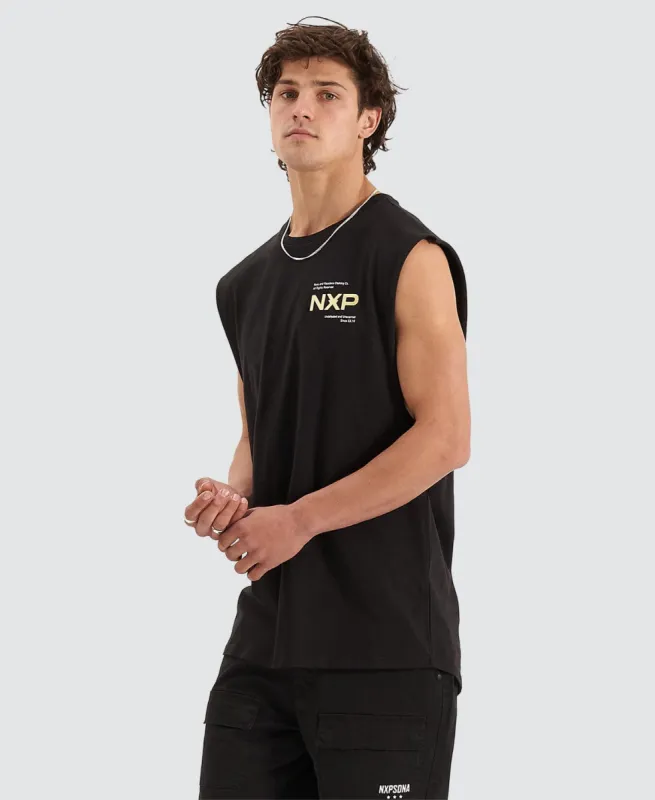 Beamer Scoop Back Muscle Tee Jet Black sold by Neverland