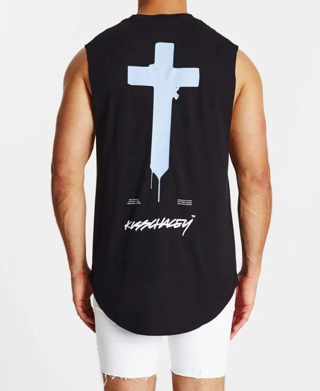 Drainer Dual Curved Muscle Tee Jet Black sold by Neverland