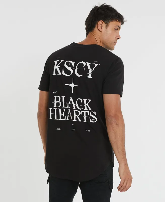 Black Hearts Dual Curved T-Shirt Jet Black sold by Neverland