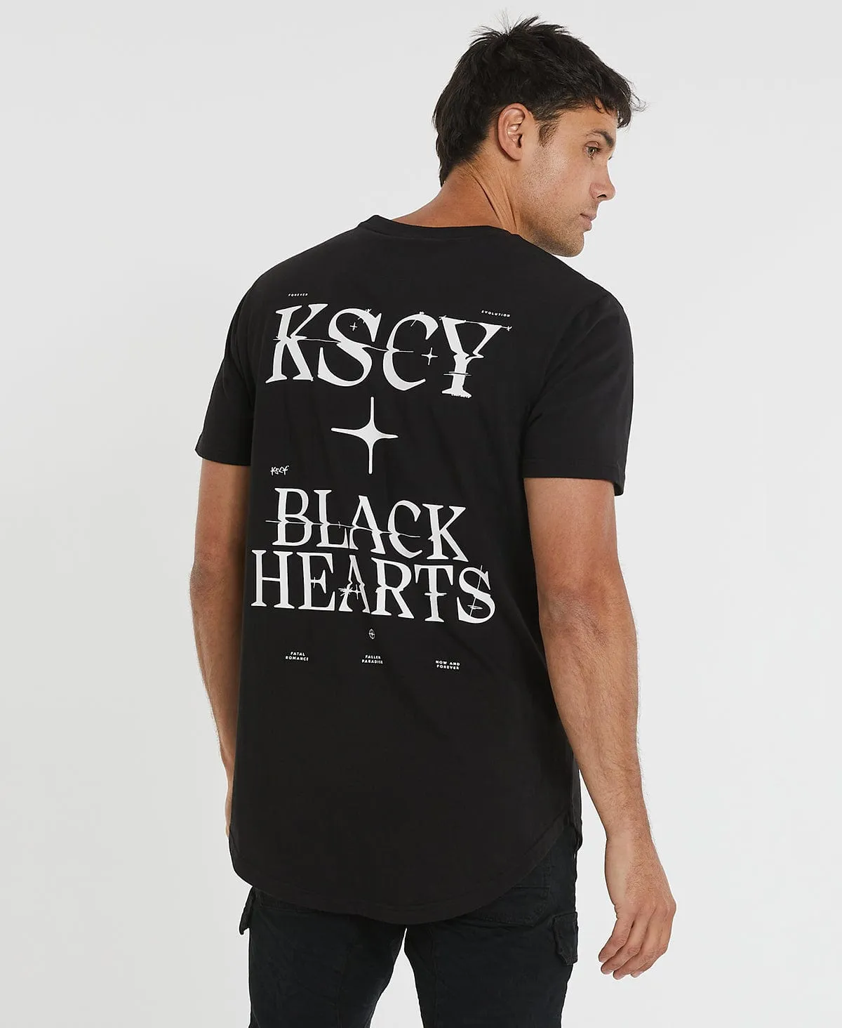 Black Hearts Dual Curved T-Shirt Jet Black sold by Neverland