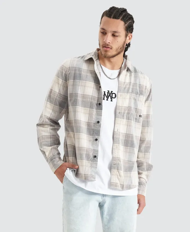 Boundary Casual Long Sleeve Shirt Iron/Oatmeal Check sold by Neverland