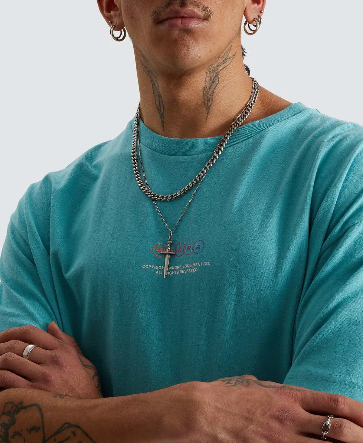 Cross Check Box Fit T-Shirt Teal Green sold by Neverland product image thumbnail 3