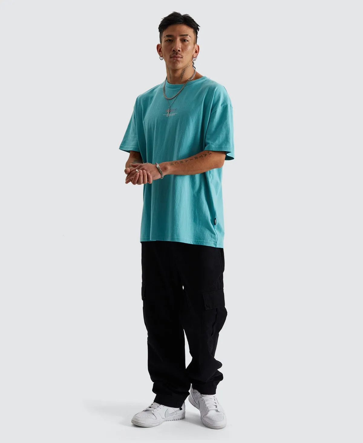 Cross Check Box Fit T-Shirt Teal Green sold by Neverland product image thumbnail 5