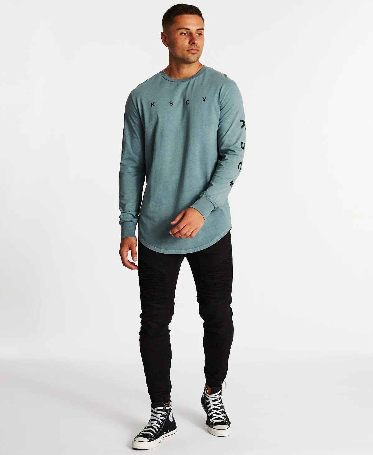 White Noise Dual Curved Long Sleeve T-Shirt Pigment Lead sold by Neverland product image thumbnail 5