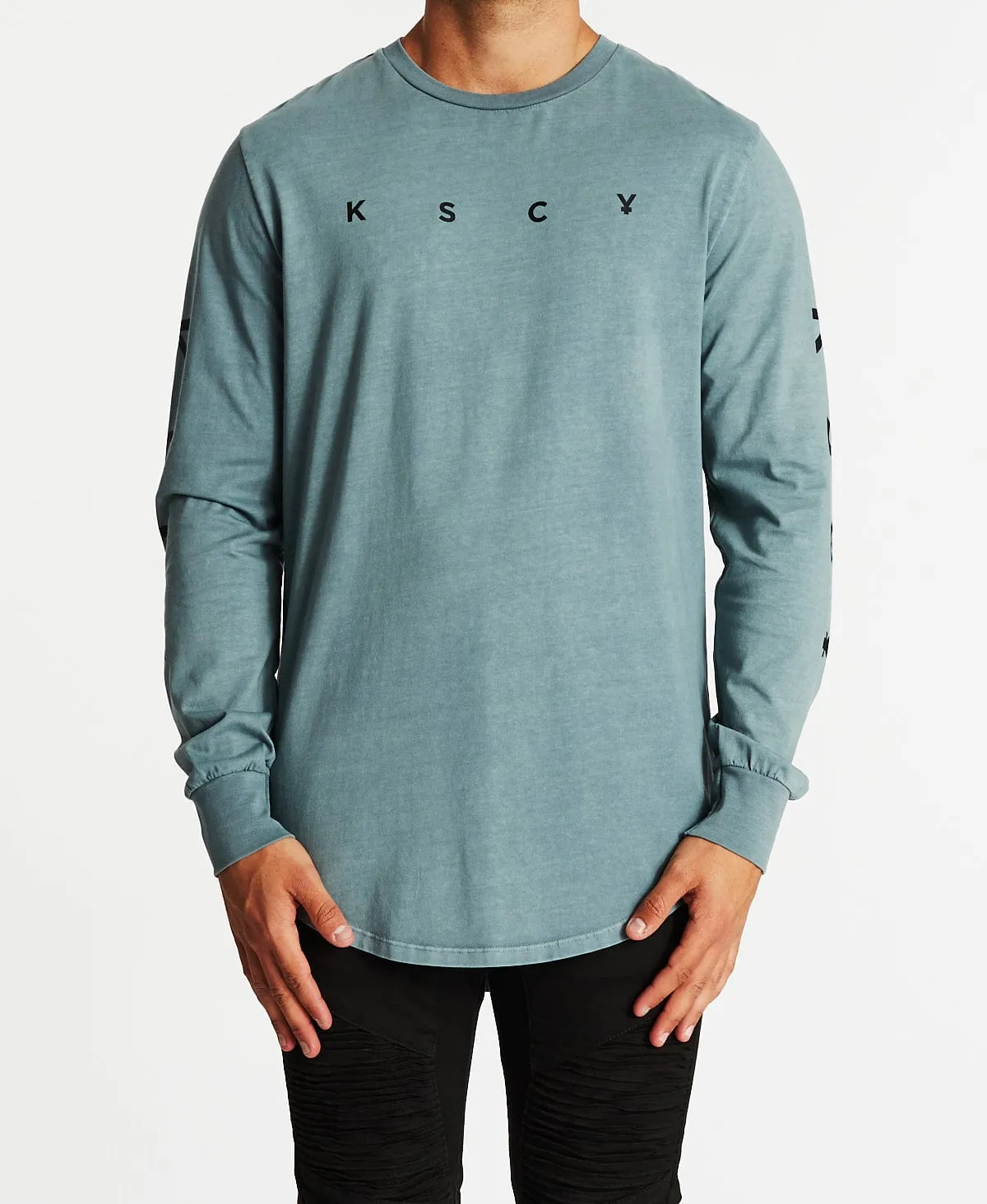 White Noise Dual Curved Long Sleeve T-Shirt Pigment Lead sold by Neverland product image thumbnail 2