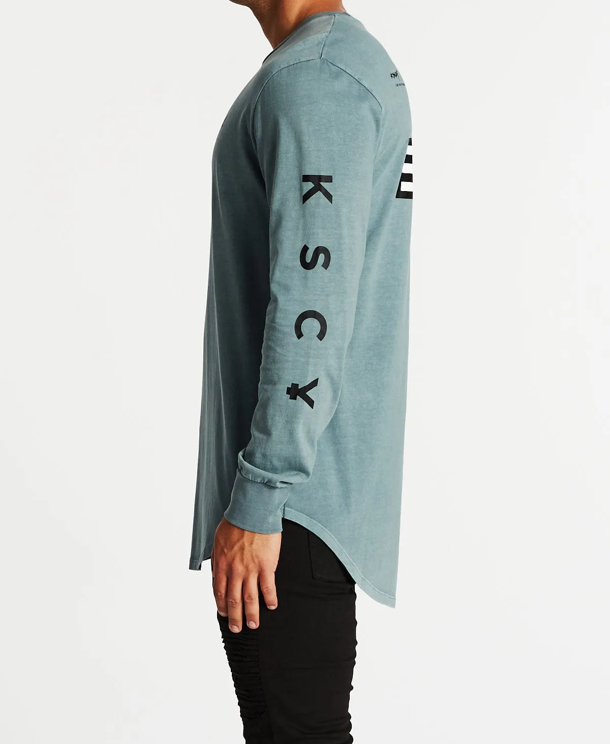 White Noise Dual Curved Long Sleeve T-Shirt Pigment Lead sold by Neverland product image thumbnail 4