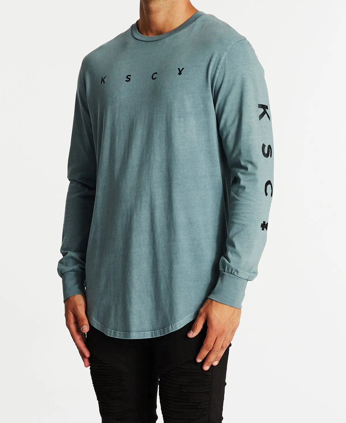 White Noise Dual Curved Long Sleeve T-Shirt Pigment Lead sold by Neverland product image thumbnail 3