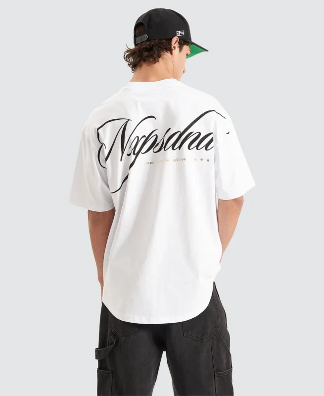 Encrypted Heavy Box Fit Scoop T-Shirt White sold by Neverland