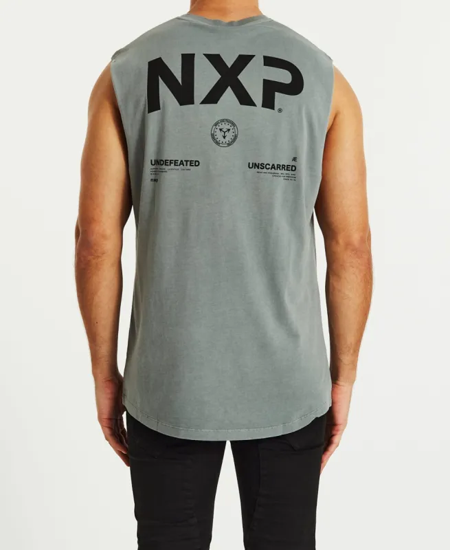 Tonal Scoop Back Muscle Tee Pigment Charcoal sold by Neverland