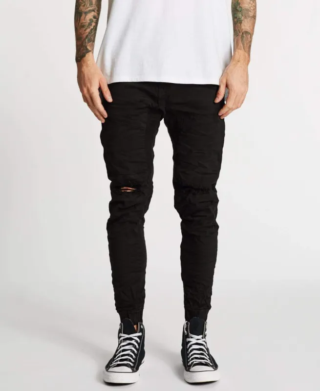 Spartan Denim Jogger Pants Jet Black sold by Neverland