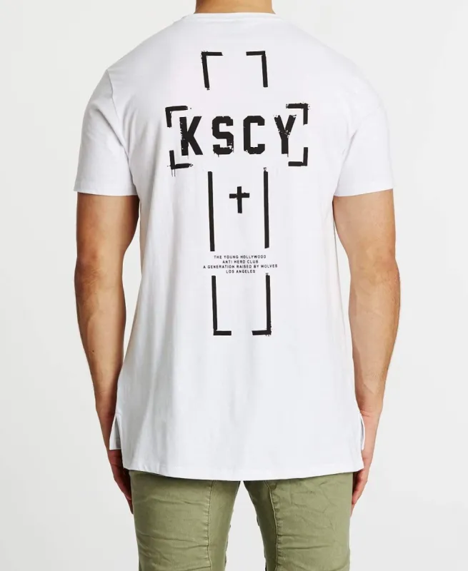 Kinston Step Hem T-Shirt White sold by Neverland