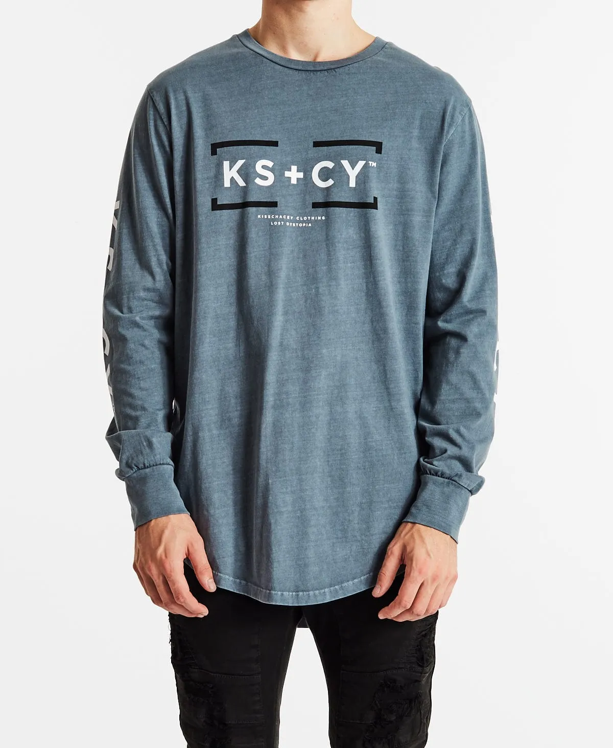 Effort Dual Curved Long Sleeve T-Shirt Pigment Slate sold by Neverland product image thumbnail 2