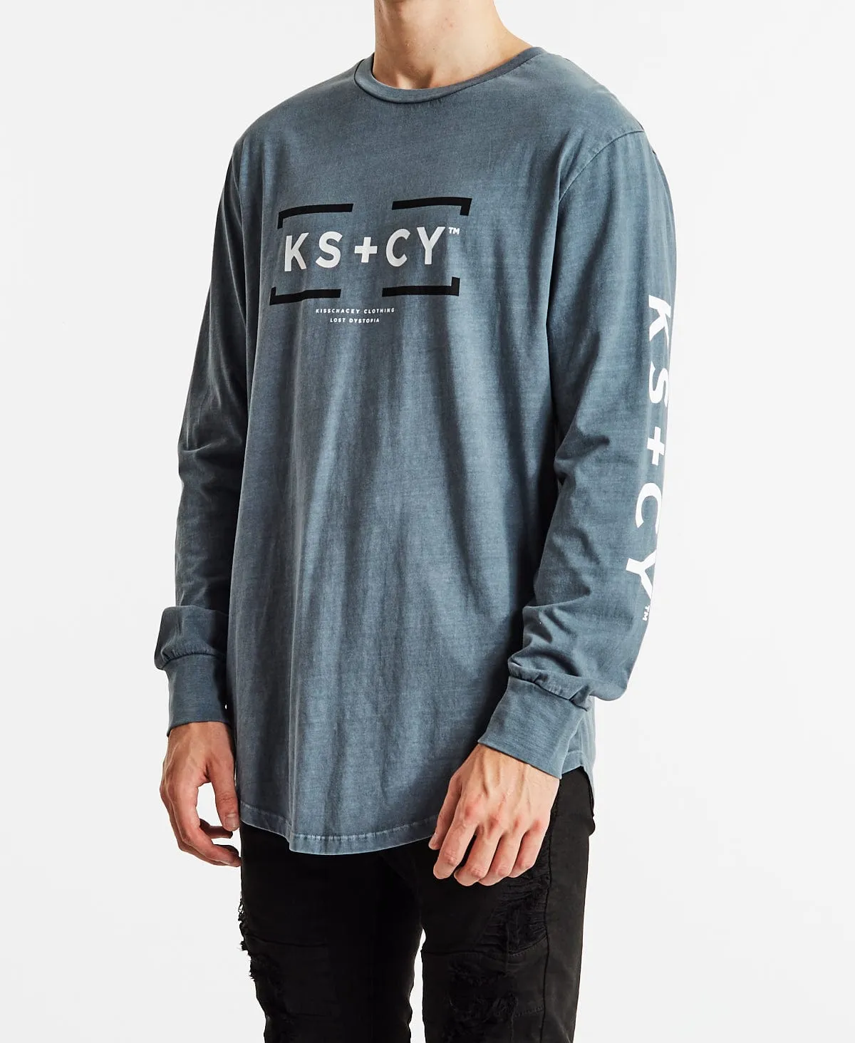 Effort Dual Curved Long Sleeve T-Shirt Pigment Slate sold by Neverland product image thumbnail 3