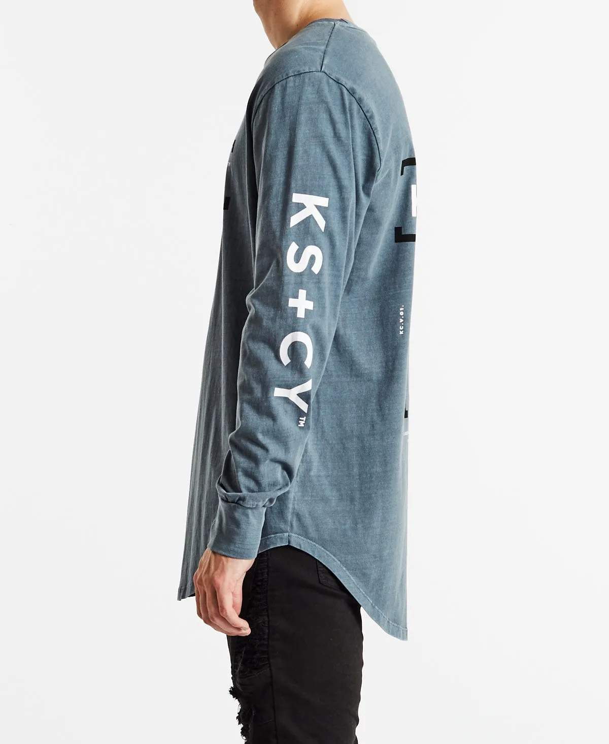 Effort Dual Curved Long Sleeve T-Shirt Pigment Slate sold by Neverland product image thumbnail 4