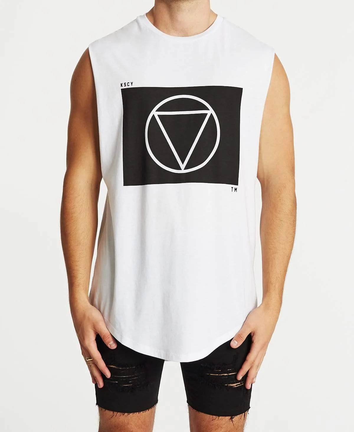 No Limit Dual Curved Muscle Tee White sold by Neverland