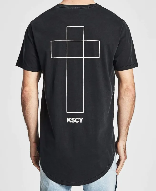 Concrete Dual Curved Hem Tee Pigment Graphite sold by Neverland