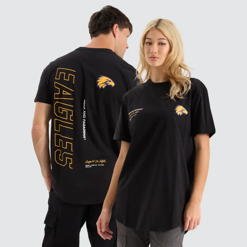 West Coast Eagles AFL Dual Curved Tee Jet Black made by Neverland